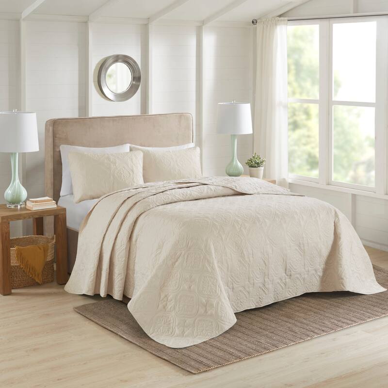 510 Design Hayley Oversized Solid Texture 3 Piece Reversible Bedspread Set