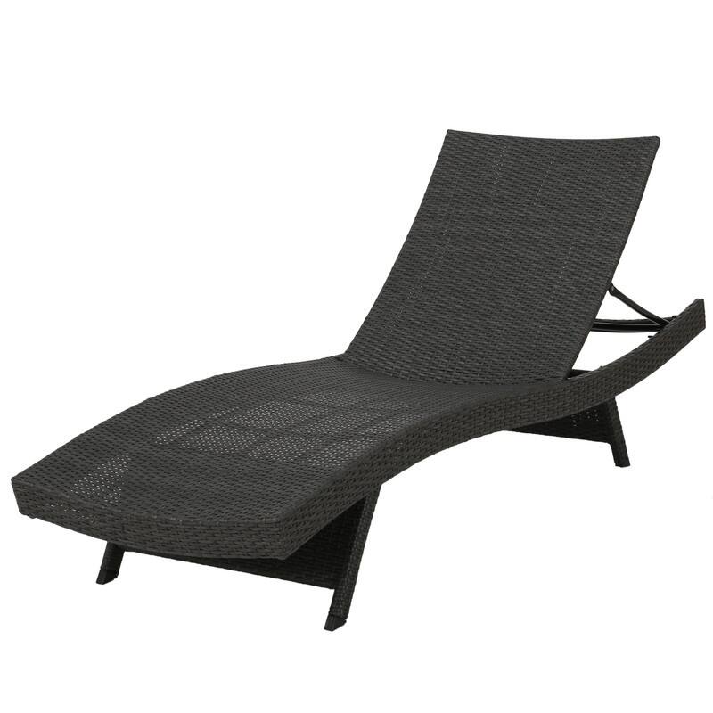 2-Piece PE Wicker Chaise Lounge Set, Adjustable Outdoor Stackable Sunbathing Chairs