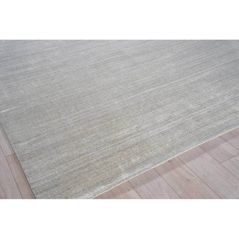Exquisite Rugs Sanctuary Handmade Handloomed Bamboo Silk/New Zealand Wool Light Silver Area Rug