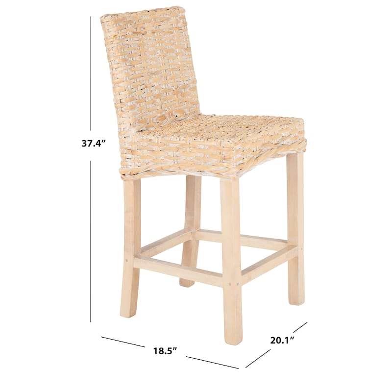 SAFAVIEH Tobie Rattan 23.6-inch Counter Stool