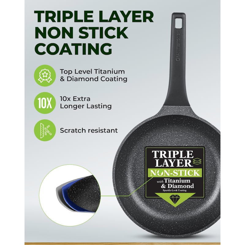 Granitestone Diamond 6 Piece Nonstick Heavy Duty Nesting Pots Cookware Set