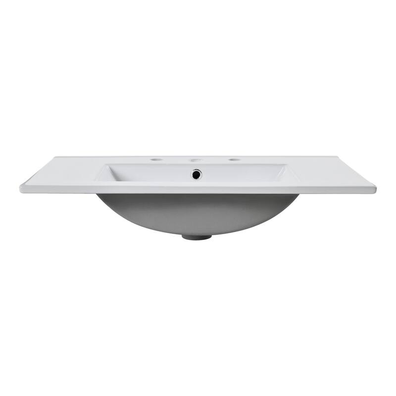 Roomfitters 36'' Bathroom Vanity with Ceramic Sink Combo, Solid Wood Frame Freestanding Storage Cabinet with 2 Drawers
