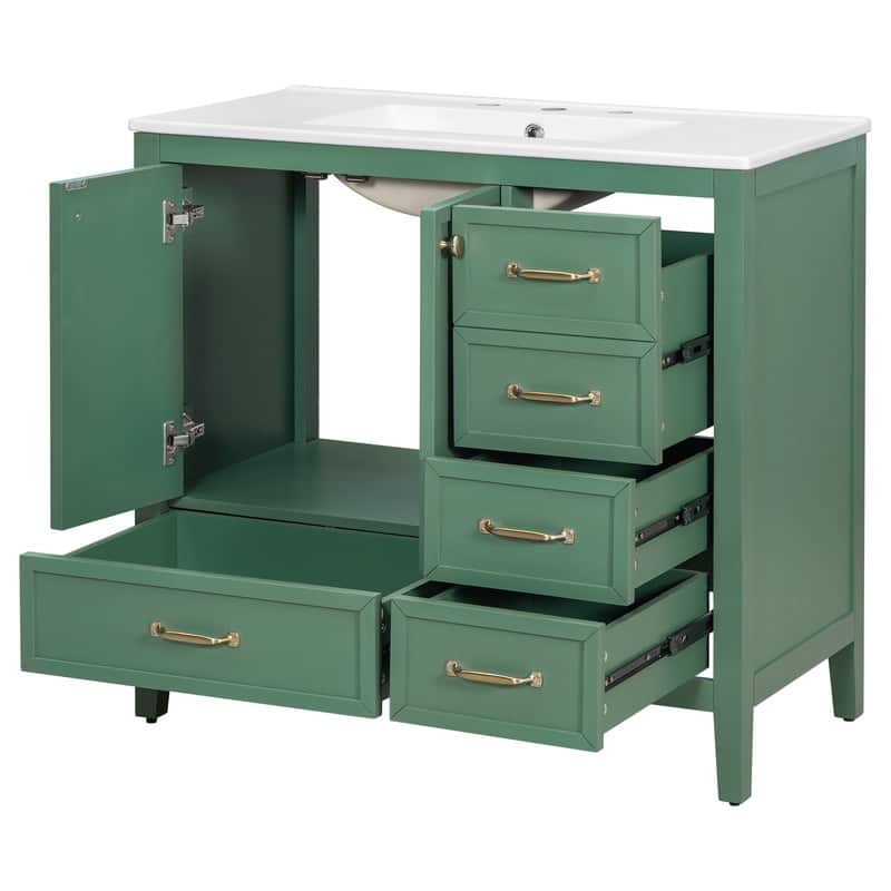 36" Bathroom Vanity with Sink, Soft-Closing Door, 4 Drawers