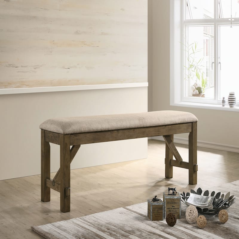 Wood Fabric Upholstered Dining Bench