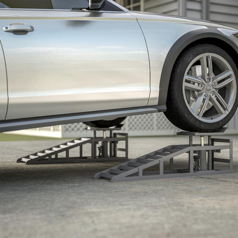 2 Pack Hydraulic Car Ramps 5T 11000 lbs Low Profile Car Lift Service Ramps Truck Trailer Garage Height Hydraulic Vehicle Ramps