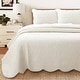 preview thumbnail 2 of 13, Blantyre Scalloped Edge White Cotton 3-piece Oversized Quilt Bedding Set Off-White - King