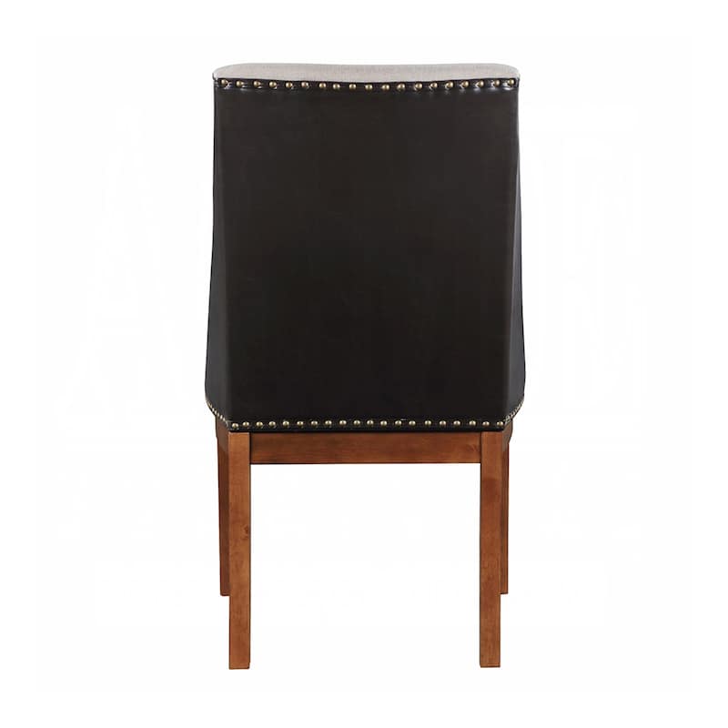 Set of 2 Faux Leather Dining Chairs with Nailhead Trim in Brown