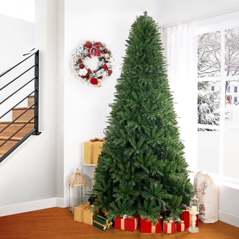 Traditional Artificial Christmas Tree with Lights, Prelit Christmas Tree, Pine Fir Christmas Tree with LED Lights