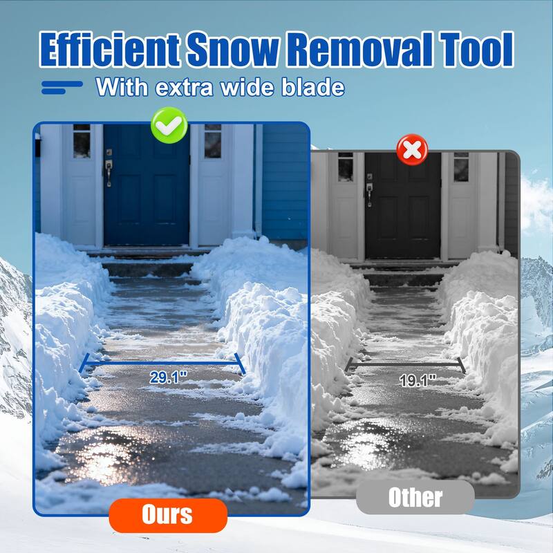 30 inch Heavy Duty Snow Shovel with Wheels - 30''