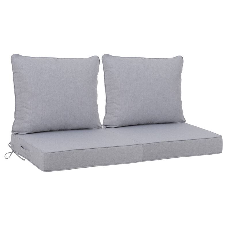 24x24 Inch Outdoor Deep Seat Cushion Set-Waterproof Fade-Resistant Patio With Removable Covers,Adjustable Straps & Handles - Grey