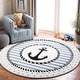 preview thumbnail 4 of 22, SAFAVIEH Carousel Kids Aftina Nautical Anchor Rug 3' Round - Ivory/Navy - Round