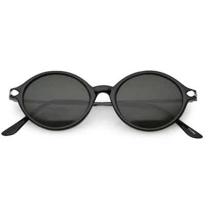 Vintage Oval Sunglasses 48Mm Thin Metal Arms Glass Lens Neutral Color Uv Protected