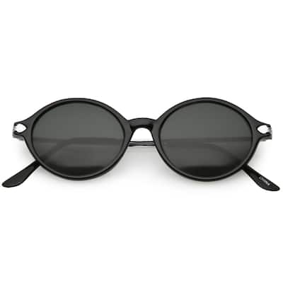 Vintage Oval Sunglasses 48Mm Thin Metal Arms Glass Lens Neutral Color Uv Protected