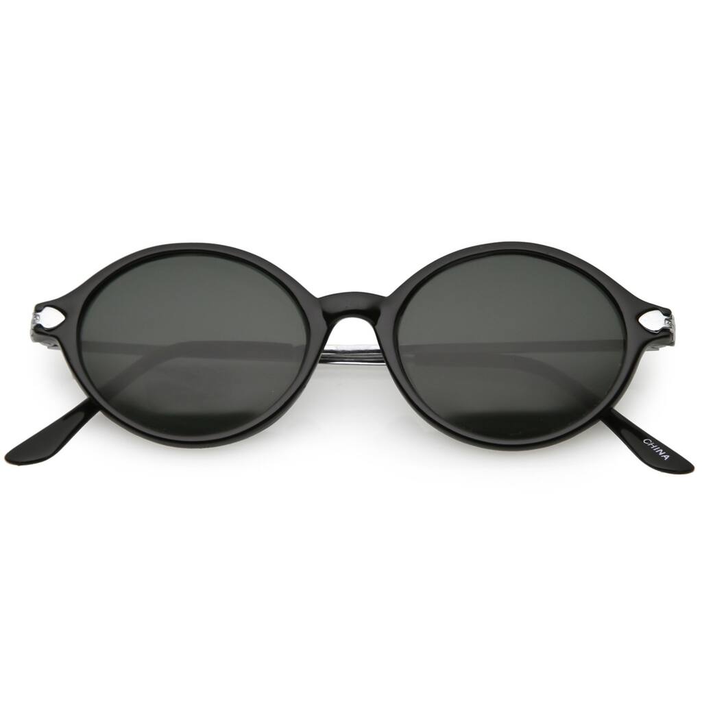 Vintage Oval Sunglasses 48Mm Thin Metal Arms Glass Lens Neutral Color Uv Protected