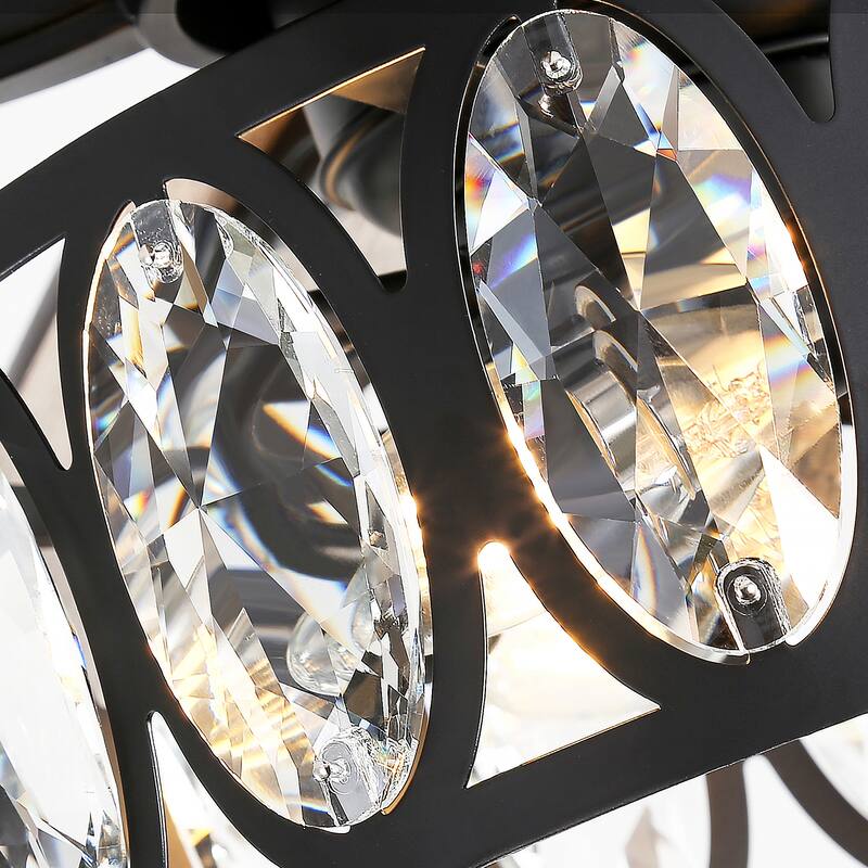 52 inch 5-Blade Flush Mount Crystal Ceiling Fan with Light Remote