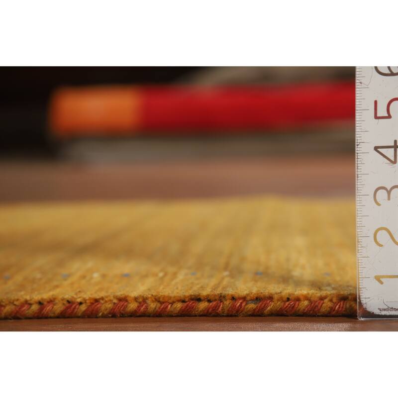 Little Animals Yellow Gabbeh Indian Rug Handmade Wool Carpet - 2'10" x 4'10"