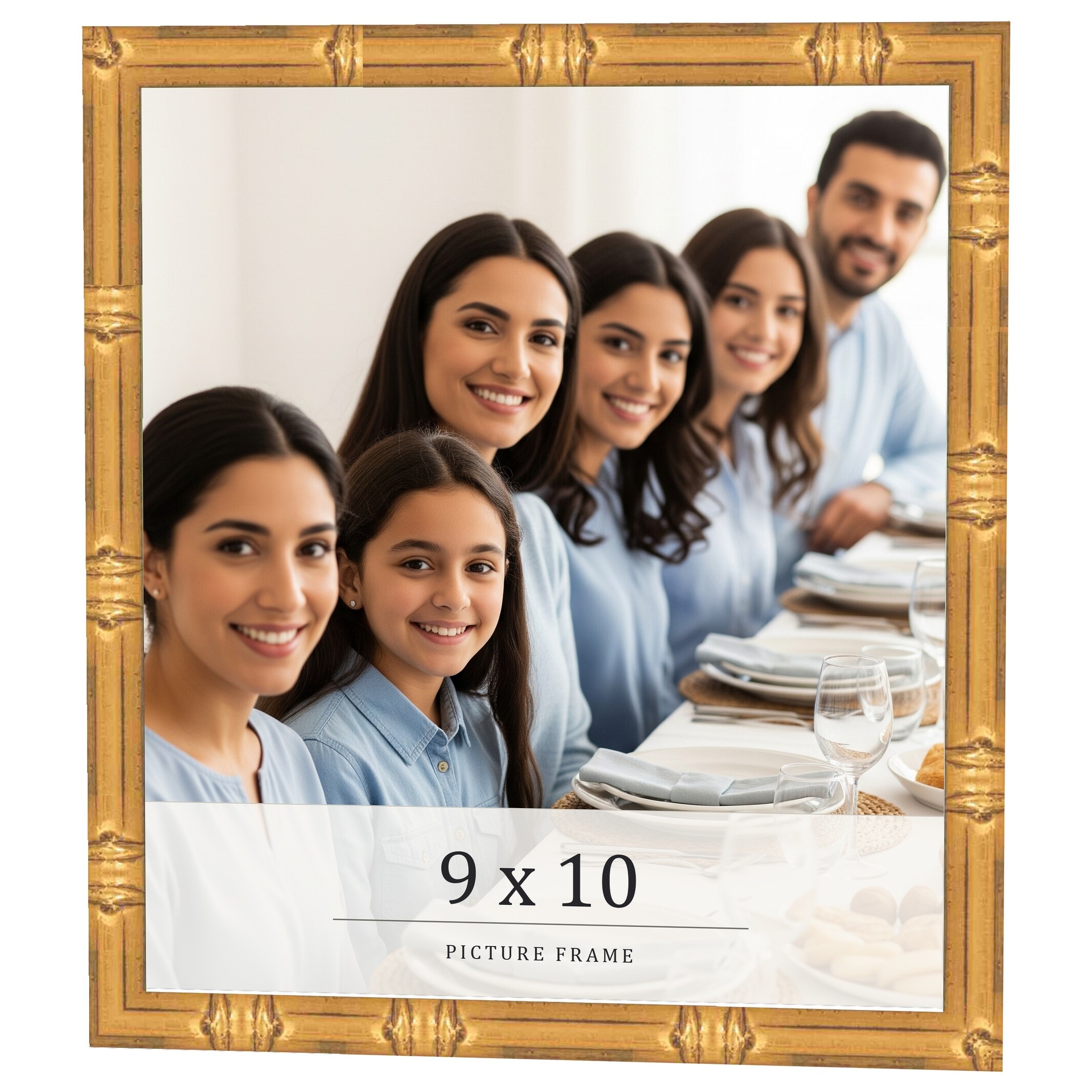 9x10 Frame Gold Bamboo Solid Wood Picture Frame | 1 Inch Moulding