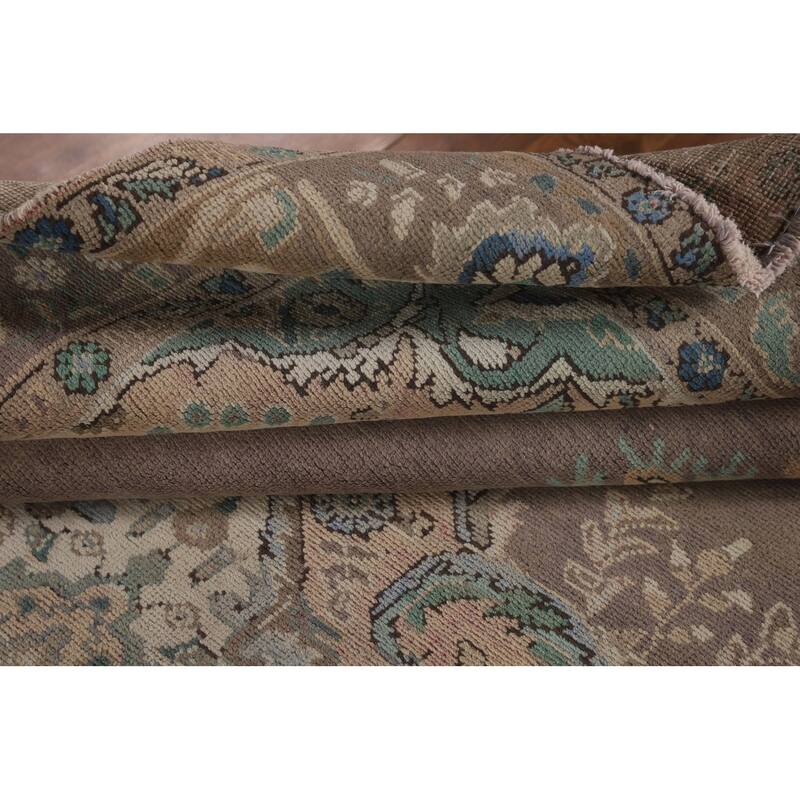 Distressed Tabriz Persian Vintage Area Rug Hand-Knotted Wool Carpet - 6'9"x 9'2"