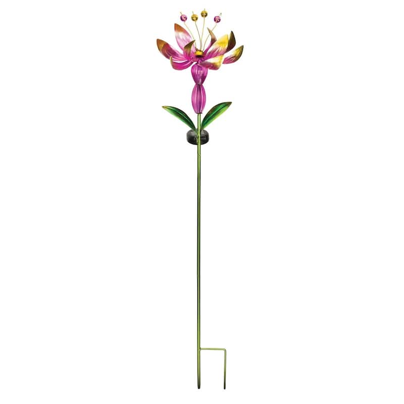 Flower Spinner Solar Stake - Pink
