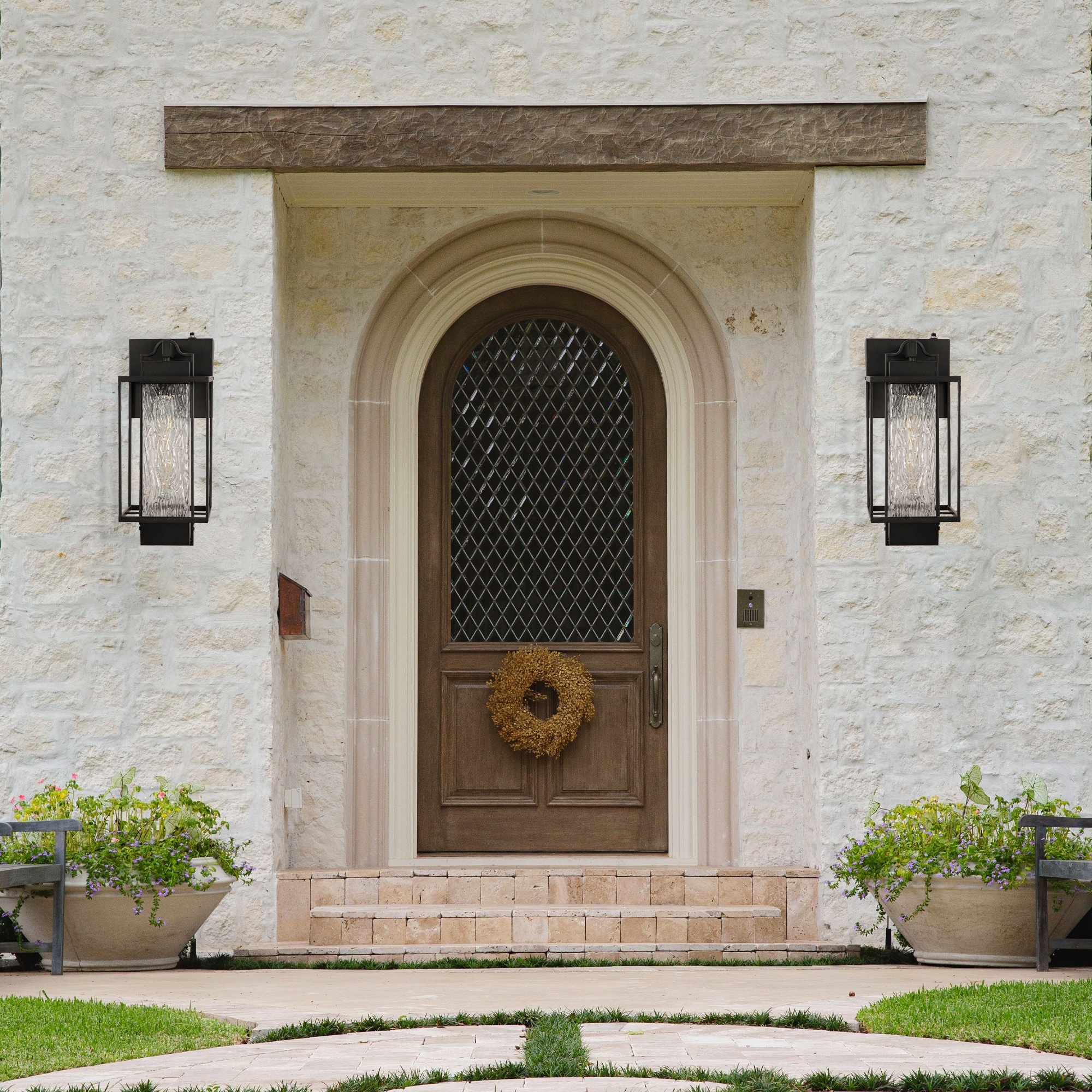 Outdoor Wall Light Dusk to Dawn with Glass Shade 2 Pack