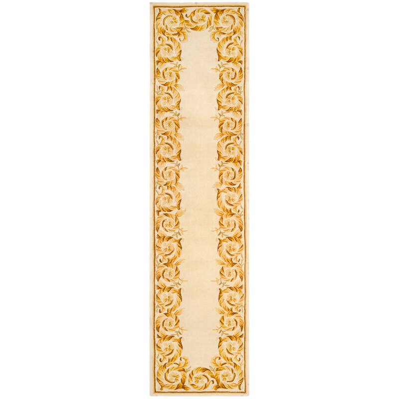 SAFAVIEH Handmade Naples Fanna Traditional Oriental Scrolls Wool Rug - 2'6" x 10' Runner - Assorted/Ivory