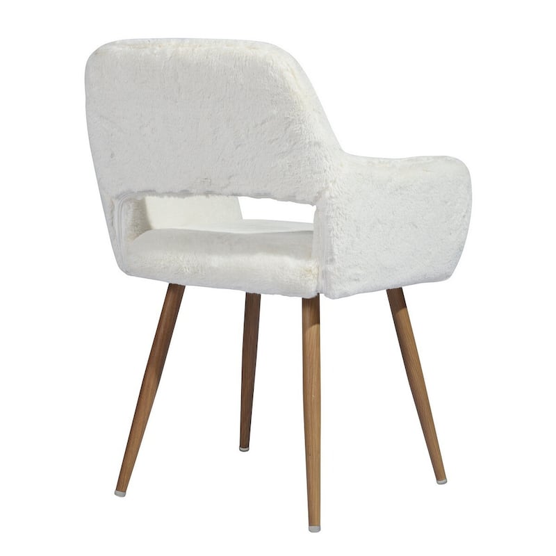 HomeRoots 23" White And Brown Faux Fur Arm Chair - 23.23' X '31' X '16.93