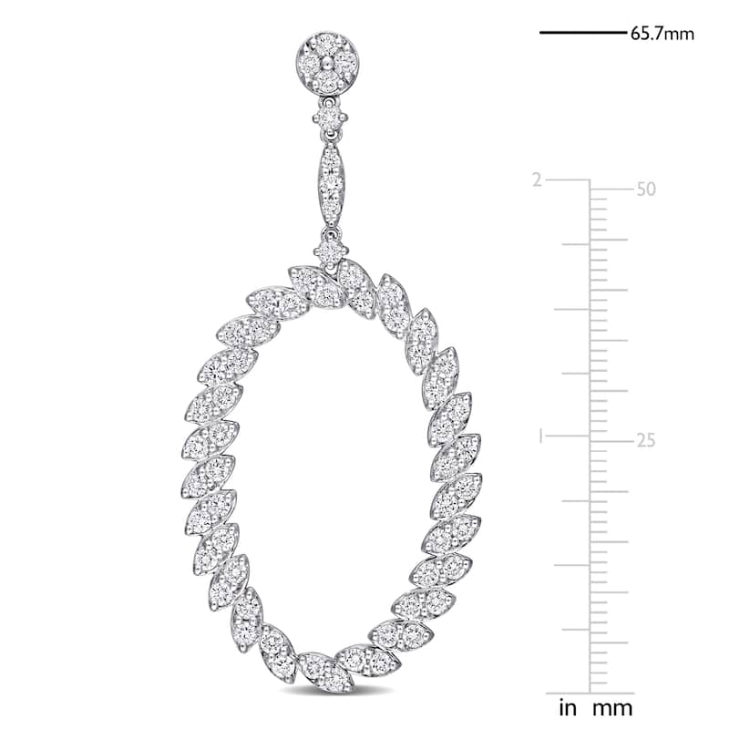Miadora 5 1/4ct TDW Diamond Oval Dangle Earrings in 14k White Gold