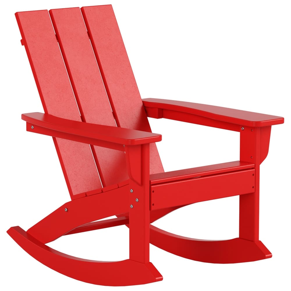 Shoreside Modern Eco-Friendly All Weather Poly Adirondack Rocking Chair