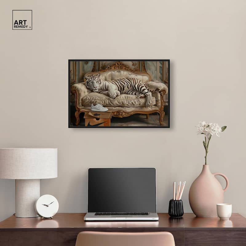 Lounging Sneaker Tiger Canvas by Art Remedy