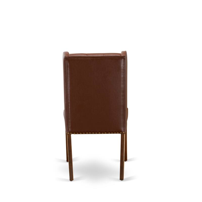 East West Furniture Parson Kitchen Chairs - Button Tufted Nailhead Upholstered Dining Chairs, Set of 2, (Finish & Upholstered)