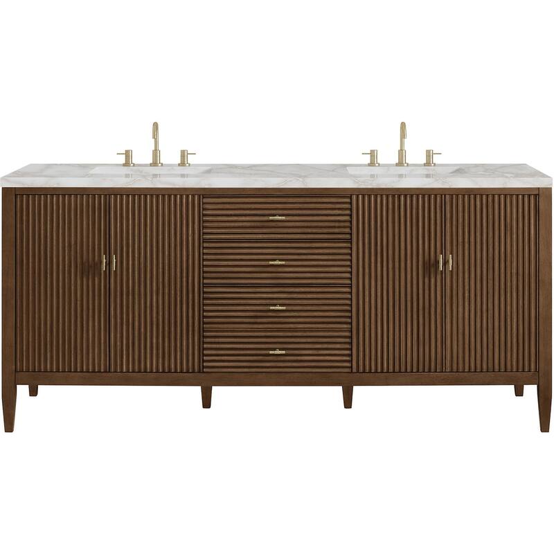 James Martin Vanities 485-V72-FVSL Myrrin 72" Free Standing Double - Mid-Century Walnut - Walnut Finish