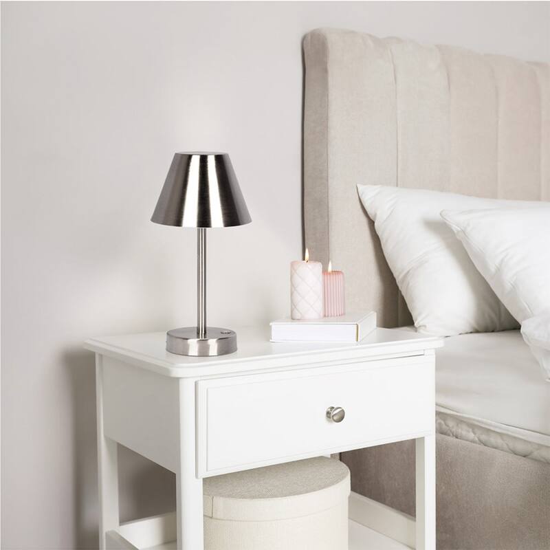 Elegance Rechargeable LED Table Lamp Brushed Nickel LED Touch Switch - Brushed Nickel,Silver