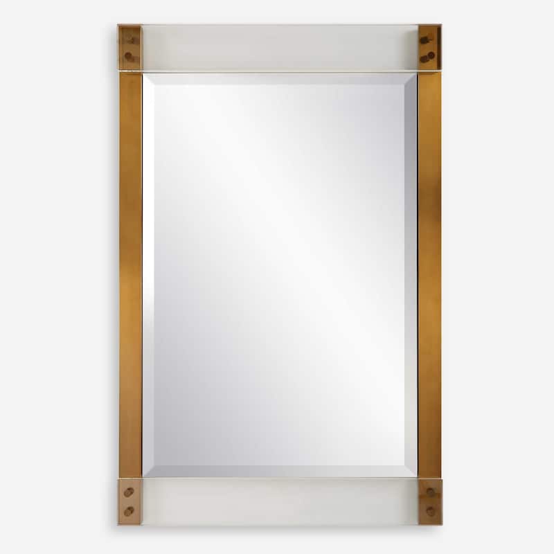 Beveled Rectangular Wall Mirror - 44" - Gold