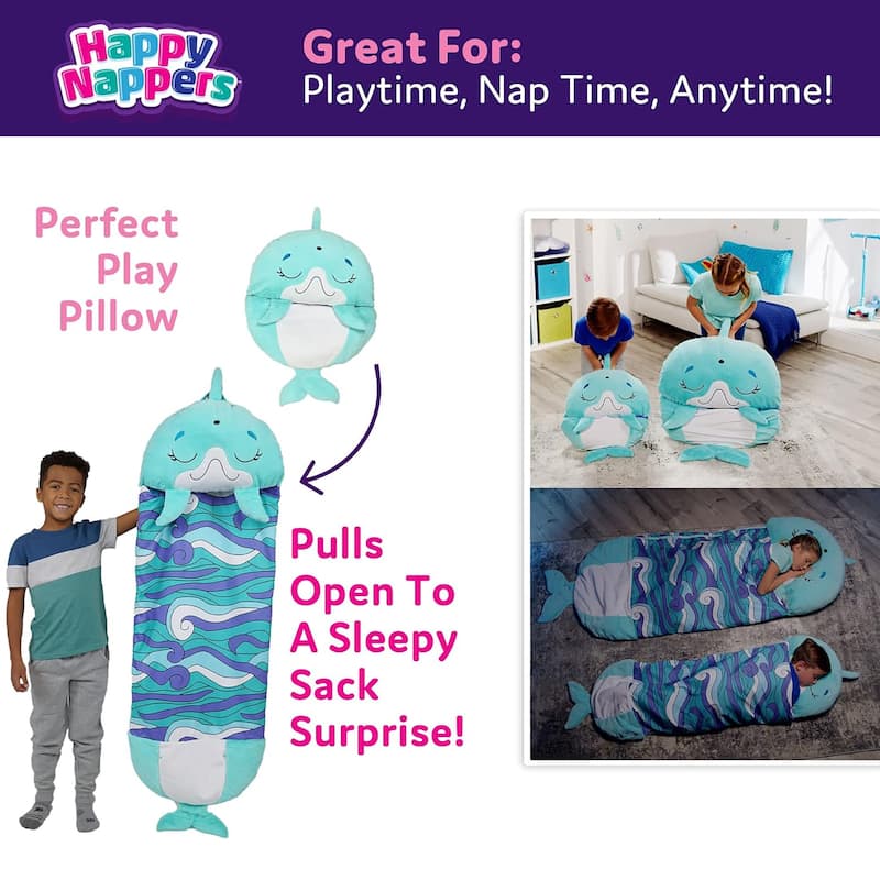 Happy Nappers: Pillow & Sleepy Sack: Medium - Dolphin Disco - 54 x 20",3+