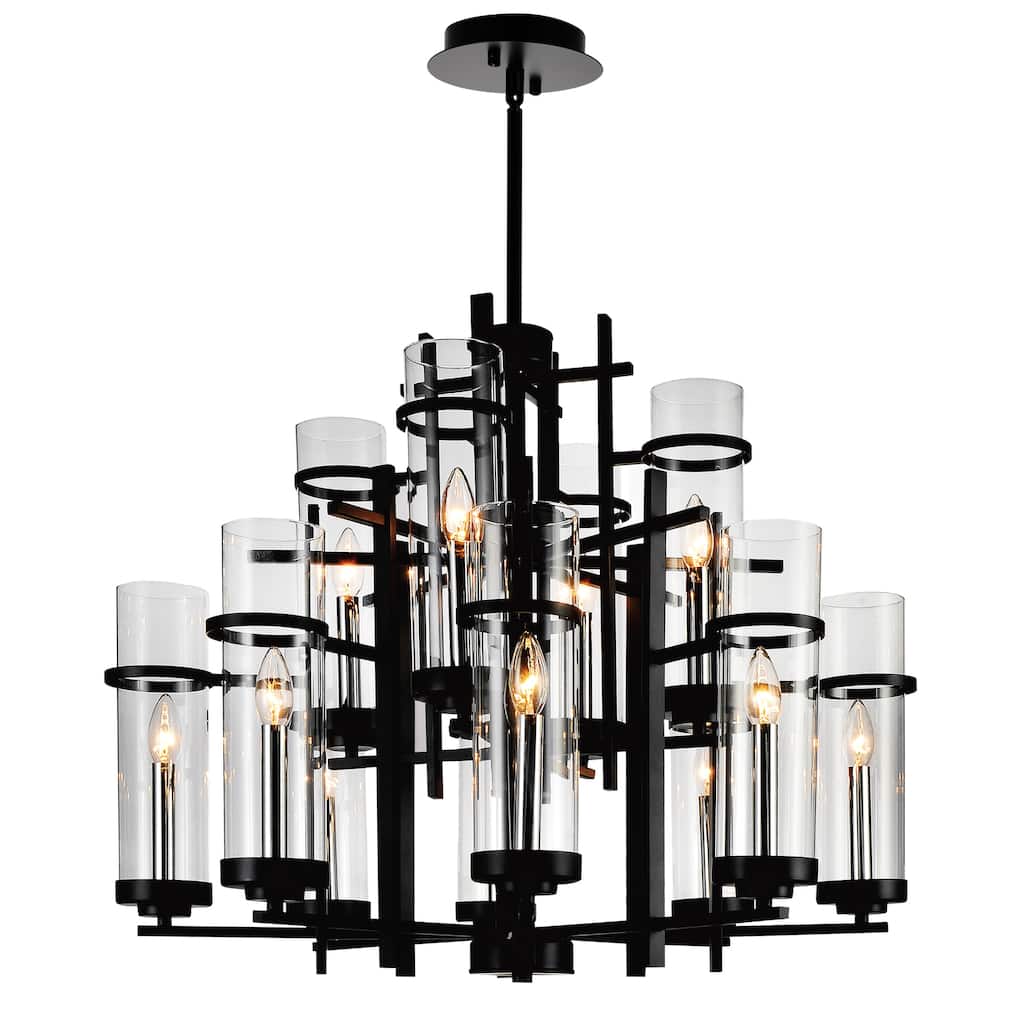 Sierra 12 Light 30in Black Chandelier