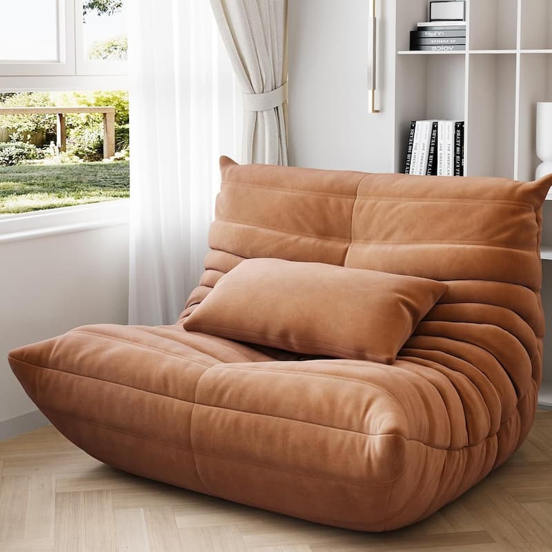 Floor Bean Bag Chair, Single Sofa Chair for Living Room Bedroom Office - Brown