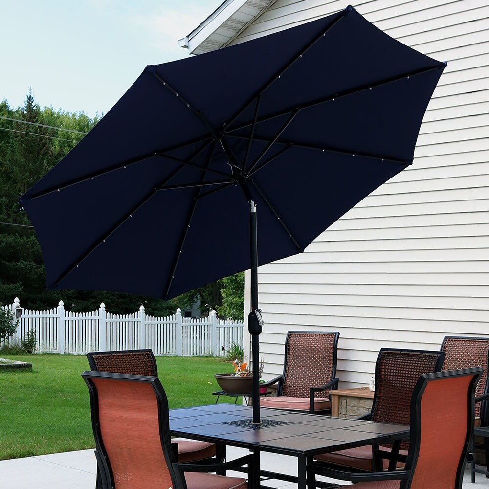 Shop Sunnydaze Solar Lit Patio Umbrella W Tilt Crank 9ft