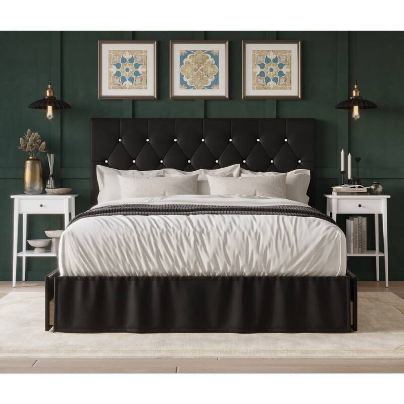 Jovita Tufted Upholstered Storage Panel Bed - Black - Twin