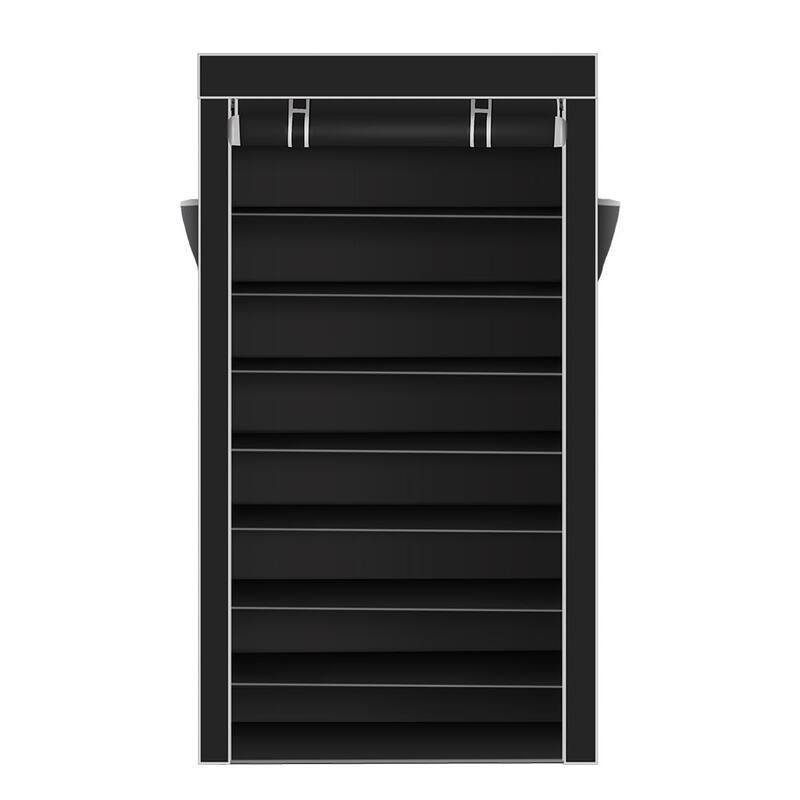 10 Tiers Shoe Rack with Dustproof Cover Closet Shoe Storage Cabinet Organizer,Black - Black