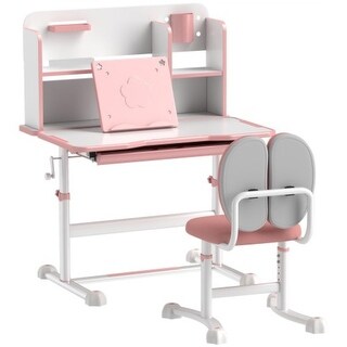 Height Adjustable Kids Desk and Chair Set with Foam Backrest, Tilt ...