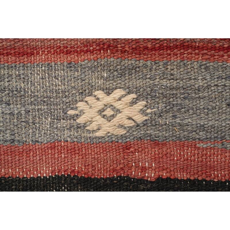 Hand Woven Oriental 100% Wool Carpet Southwestern Tribal Multi-Colored Kilim Area Rug - 11' 5'' X 6' 2''