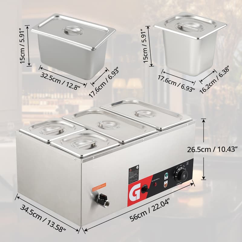 4/5-Pan Electric Commercial Food Warmer for Buffet