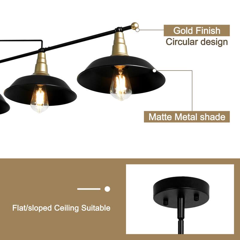 4/5-Light Industrial Linear Bowl-shaped Chandelier Lighting over Kitchen Table