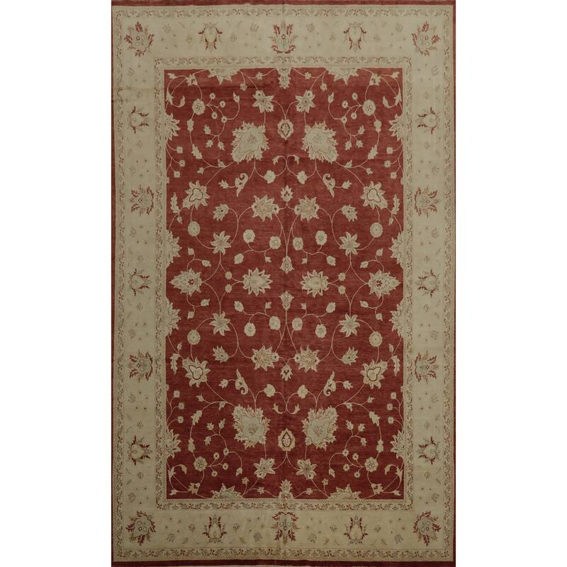 Hand Knotted Oriental 100% Wool Carpet Traditional Floral Oranges & Rust Peshawar Area Rug - 18' 2'' X 11' 8''