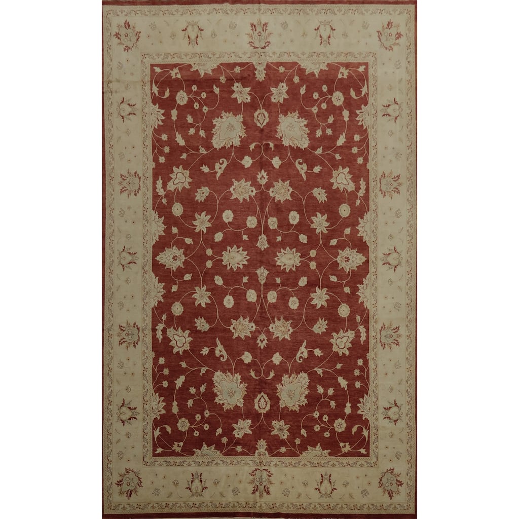 Hand Knotted Oriental 100% Wool Carpet Traditional Floral Oranges & Rust Peshawar Area Rug - 18' 2'' X 11' 8''