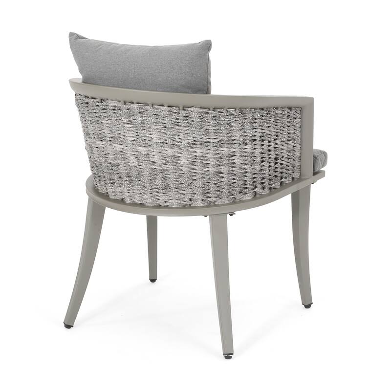 Roomfitters Pebble Outdoor Wicker Patio Chairs with Water Resistant Cushions, Modern Armchair, Grey Set of 2 - Set of 2