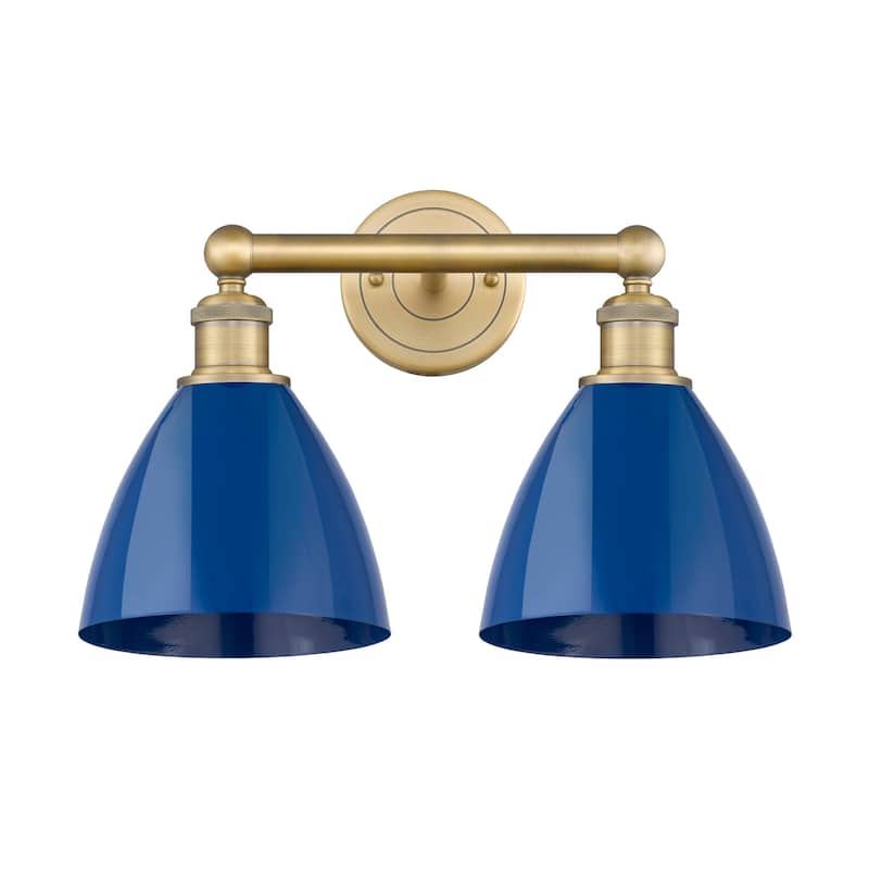 Innovations Lighting 616-2W-12-17 Plymouth Vanity Plymouth Dome 2 - Brushed Brass / Blue
