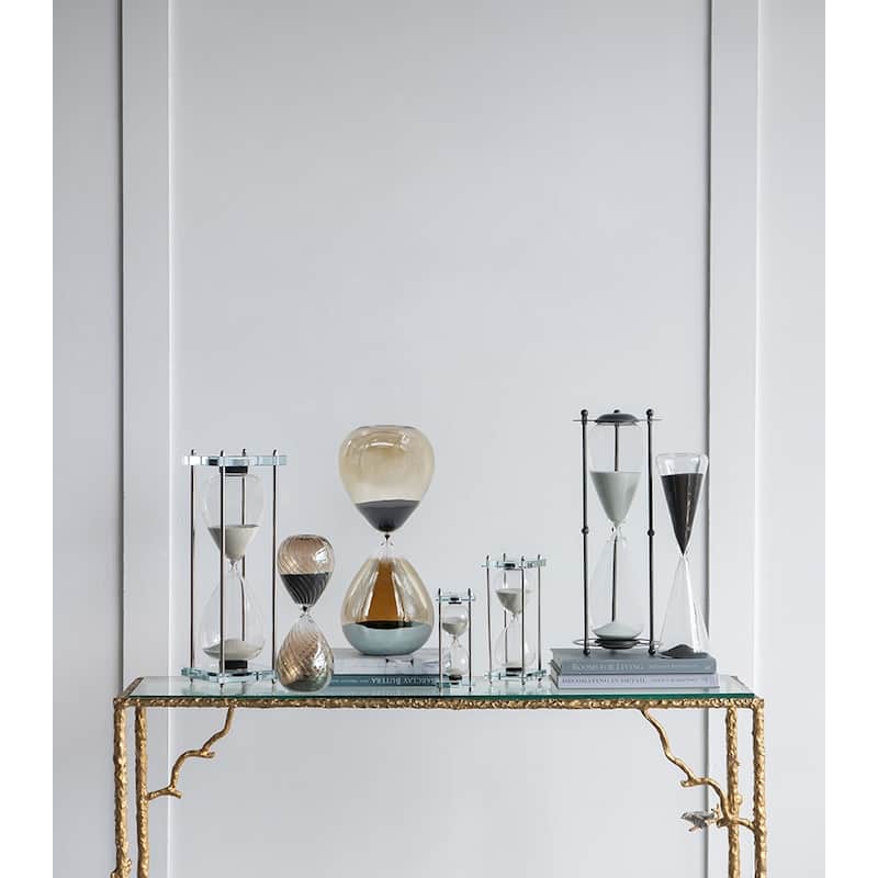 4.5x4.5x15.5" Triangular Shape Hourglass, 90 Minutes, Black Sand