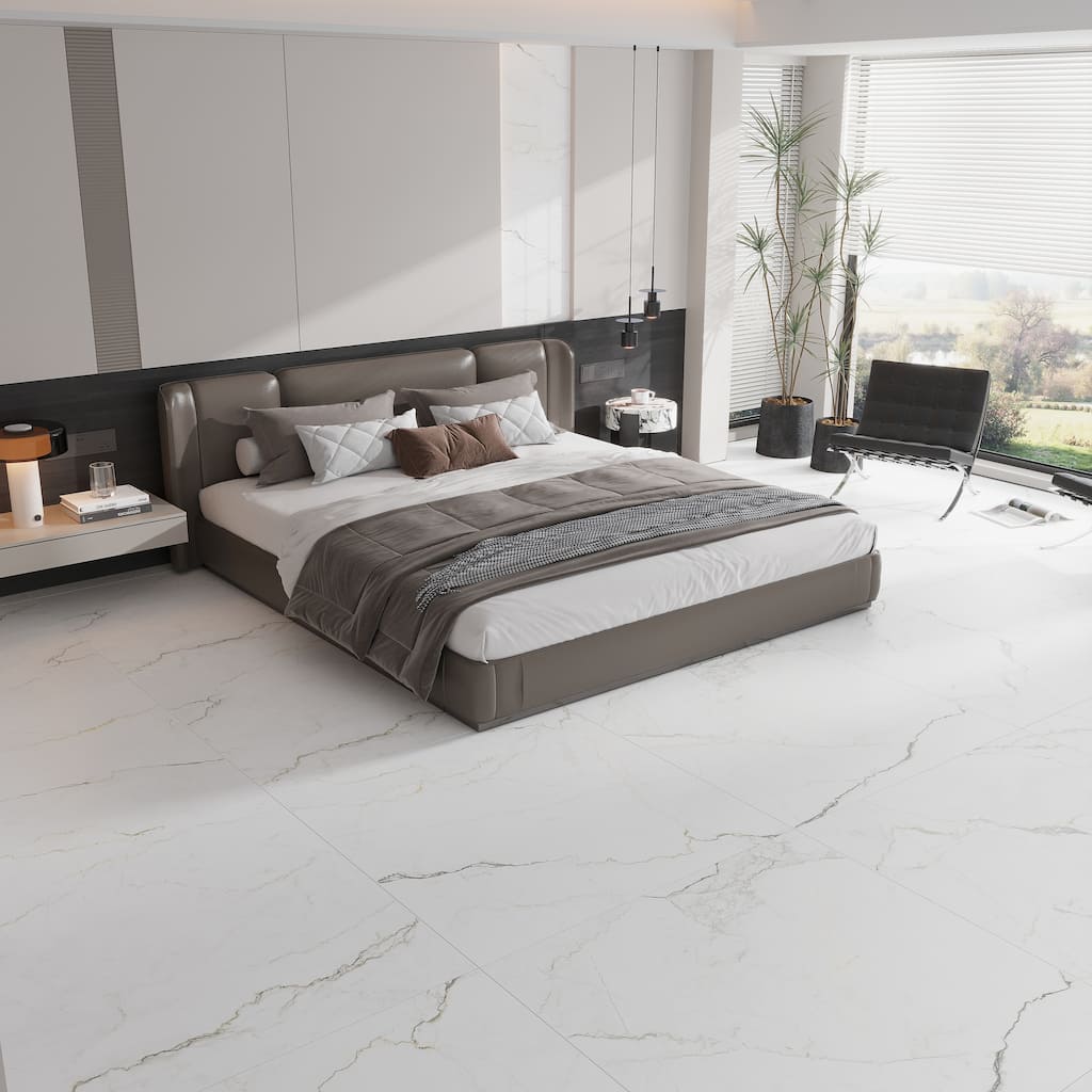 Splendor 48x48 Gray Beige Porcelain Large Format Veining Wall and Floor Tile (15.5 sq ft/case) - 1 Pack