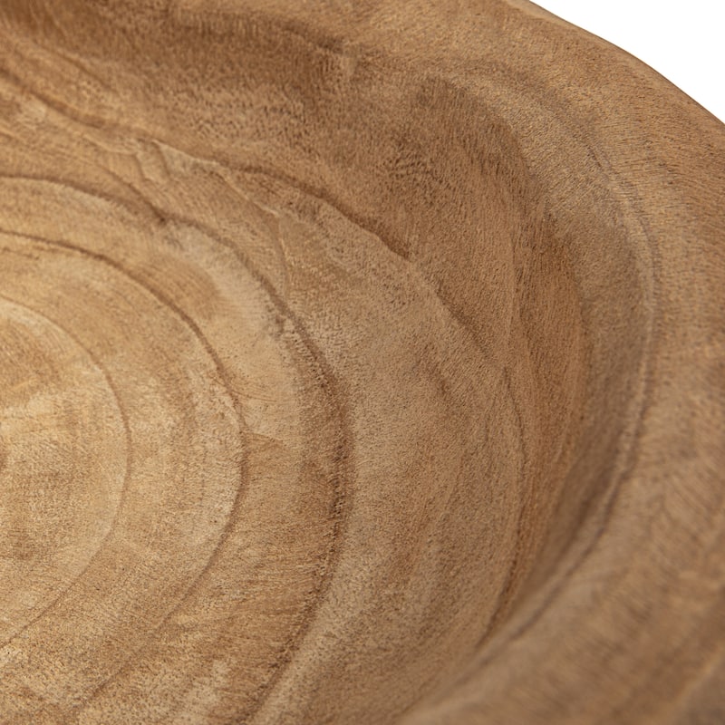 Decorative Paulownia Wood Bowl - 19.0"L x 19.0"W x 4.8"H